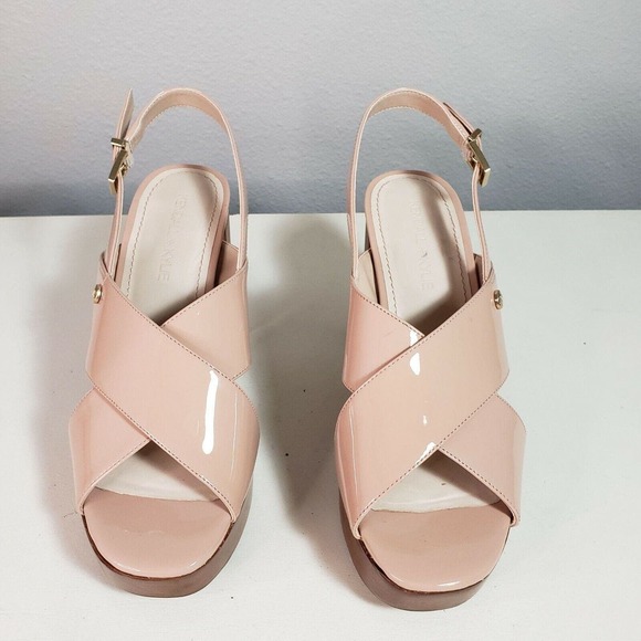 Kendall & Kylie Shian Patent chunky Sandal sling back nude‎ crossover open toe 8 - Picture 3 of 7
